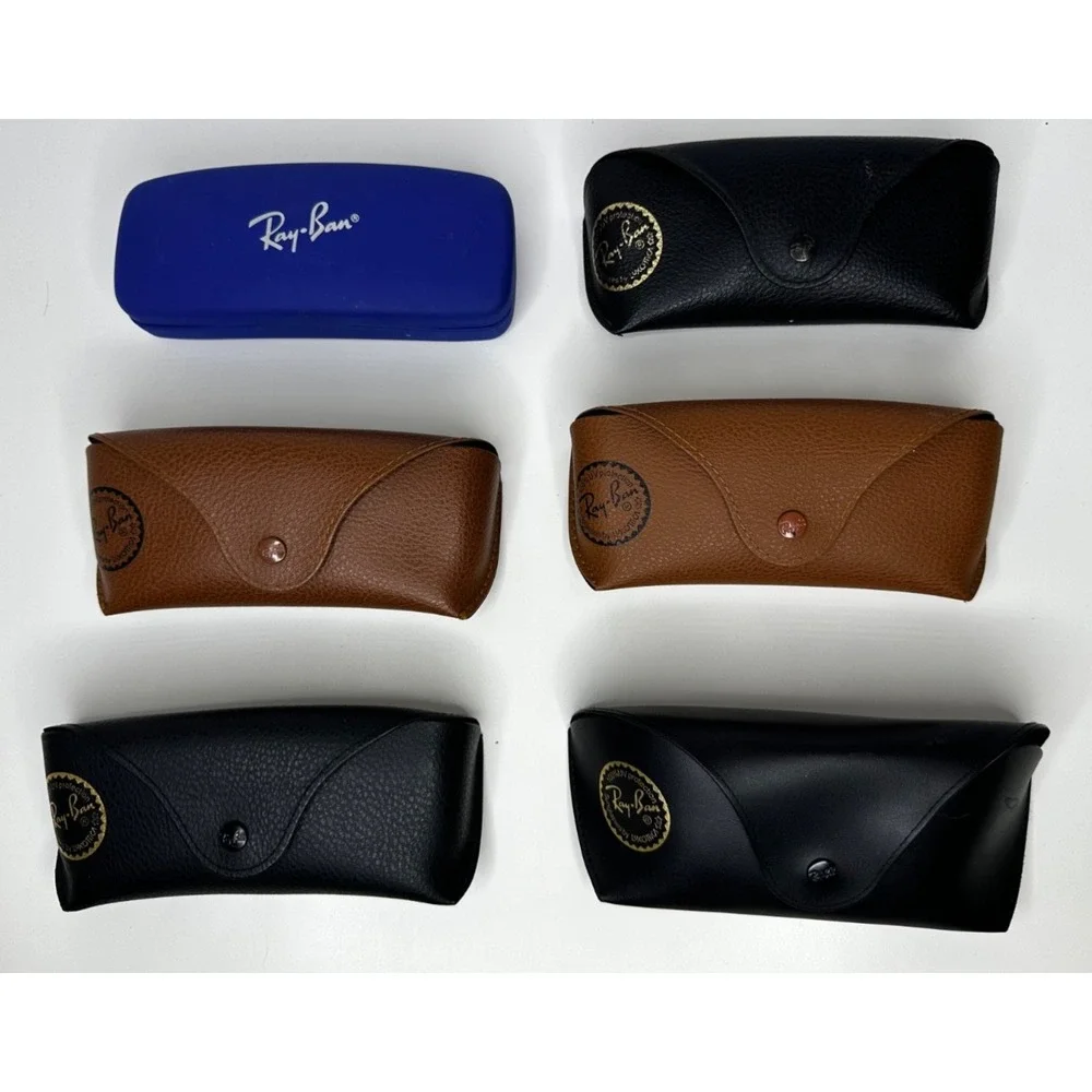 Ray Ban Sunglass Case Lot 6 Brown Black Belt Loop Polishing  Faux Leather